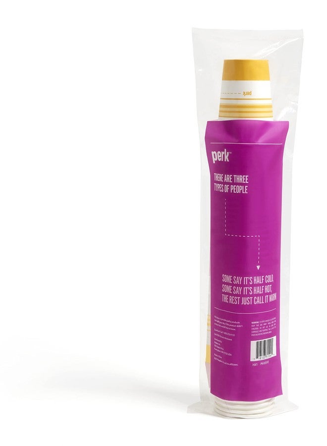 Perk Staples PK45592CT Paper Hot Cup, 8 Oz., White/Yellow, 500/Carton - Image 5