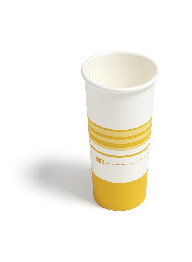 Perk Staples PK45592CT Paper Hot Cup, 8 Oz., White/Yellow, 500/Carton - Image 2