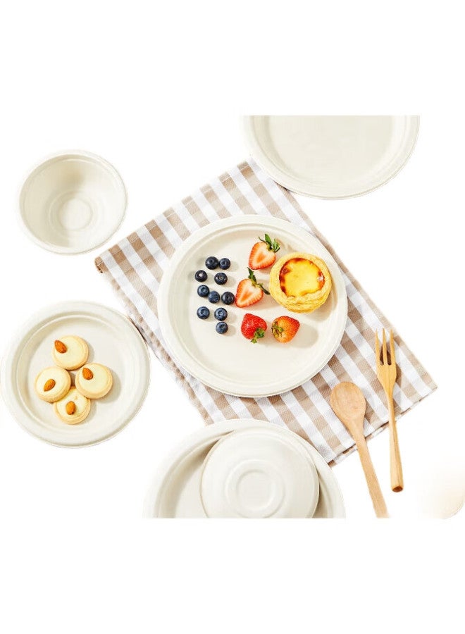 Cooker King Natural Sugar Cane Pulp Paper Plates, Disposable Tableware, Waterproof And Oil-Resistant, Thickened, Natural Color, Biodegradable Bowls, 350Ml, 40 Pieces - Image 2