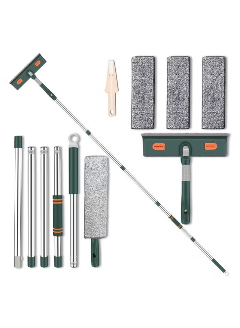 210cm Extendable Window Cleaning Equipment 2 in 1 Window Cleaning Kit, Cleaning Pole and Window Squeegee Cleaner with Bendable Head for Cleaning High Windows - Image 1