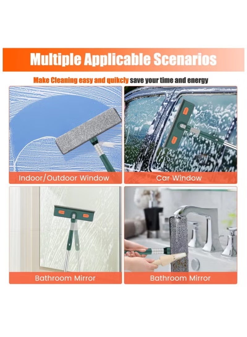 210cm Extendable Window Cleaning Equipment 2 in 1 Window Cleaning Kit, Cleaning Pole and Window Squeegee Cleaner with Bendable Head for Cleaning High Windows - Image 5