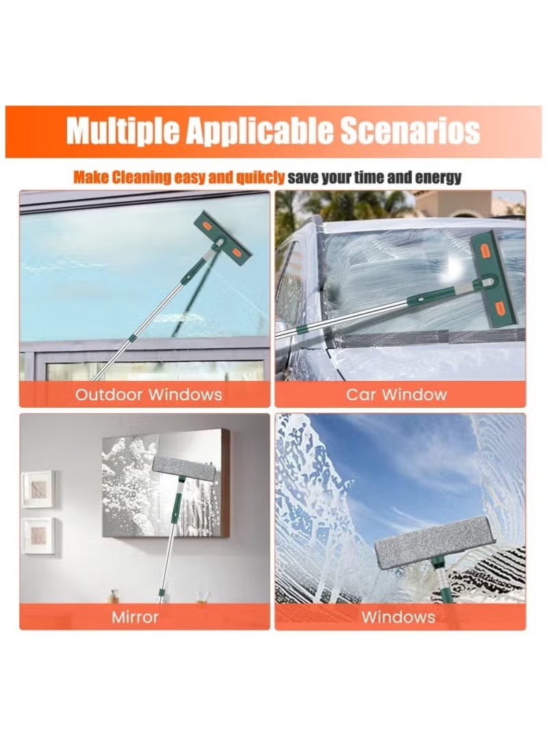 210cm Extendable Window Cleaning Equipment 2 in 1 Window Cleaning Kit, Cleaning Pole and Window Squeegee Cleaner with Bendable Head for Cleaning High Windows - Image 3