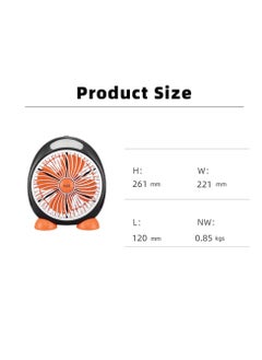 ICONA Icona Mini Electric 12V DC Solar Cooling Fan – 7-Inch Oscillating Table Fan, USB, Battery & Solar Powered, 2-Speed Desk Fan with LED Light – Compact and Portable (Orange)  - Image 3