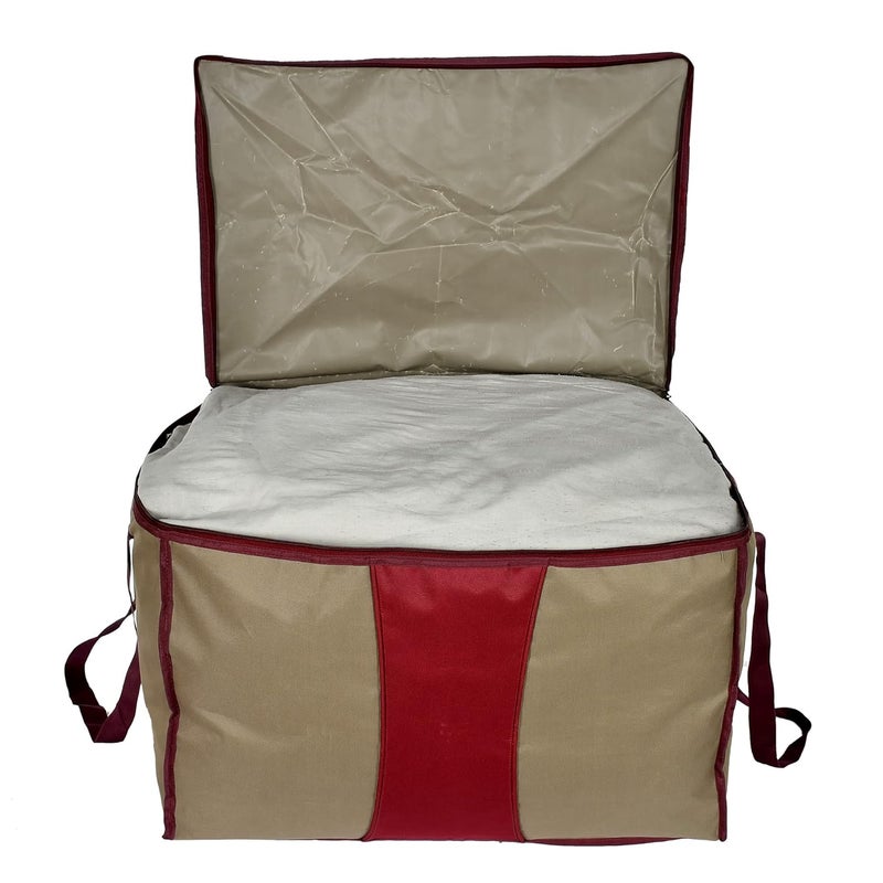 Kuber Industries Large Size Water Resistant Storage Bag Folding Organizer Bag Under Bed Storage College Carrying Bag for Bedding Comforters Blanket ClothesPack of 2 Black Maroon - Image 4