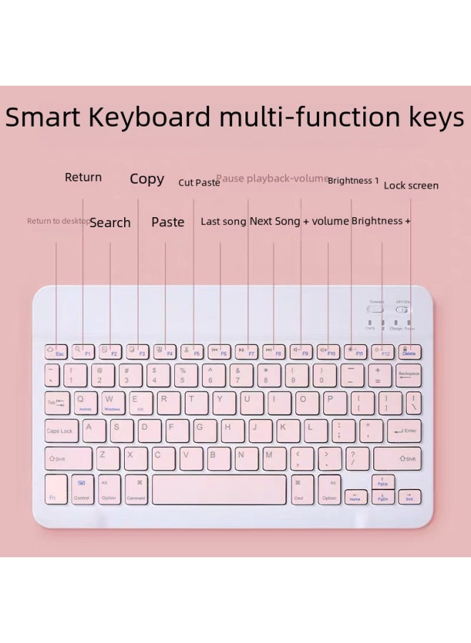 Colorful Mini Portable Bluetooth Keyboard Suitable For Ipad Tablet Mobile Phone Thin Lightweight Keyboard Mouse Set-Color:10-inch Qingshan Dai 】 - Image 3