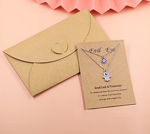 Baydurcan Dainty Evil Eye Necklace and Hamsa Necklace Turkish Blue Eye Hand Pendant Necklace 2pcs Jewelry Gift for Women Teenager (S2) - Image 2