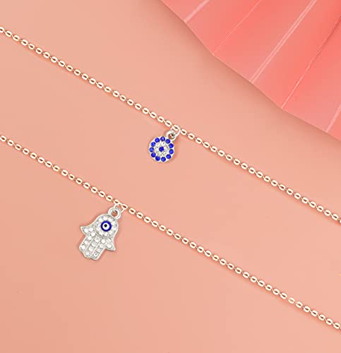 Baydurcan Dainty Evil Eye Necklace and Hamsa Necklace Turkish Blue Eye Hand Pendant Necklace 2pcs Jewelry Gift for Women Teenager (S2) - Image 3