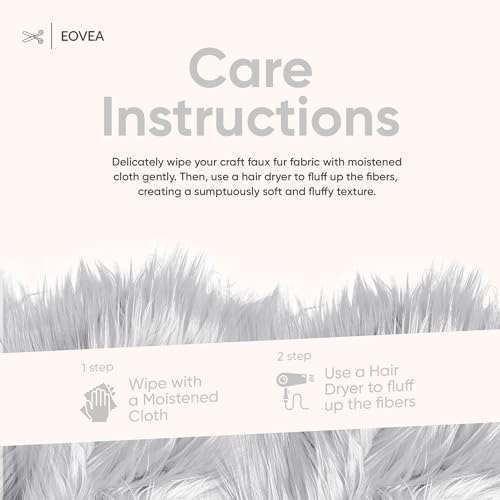 EOVEA Shaggy Faux Fur Fabric by The Yard – 60” Wide | Fluffy, Soft Fake Fur Material for Sewing, Crafts, Costumes, Upholstery & Home Decor | Long Pile Plush Fabric(White,Half Yard) - Image 5