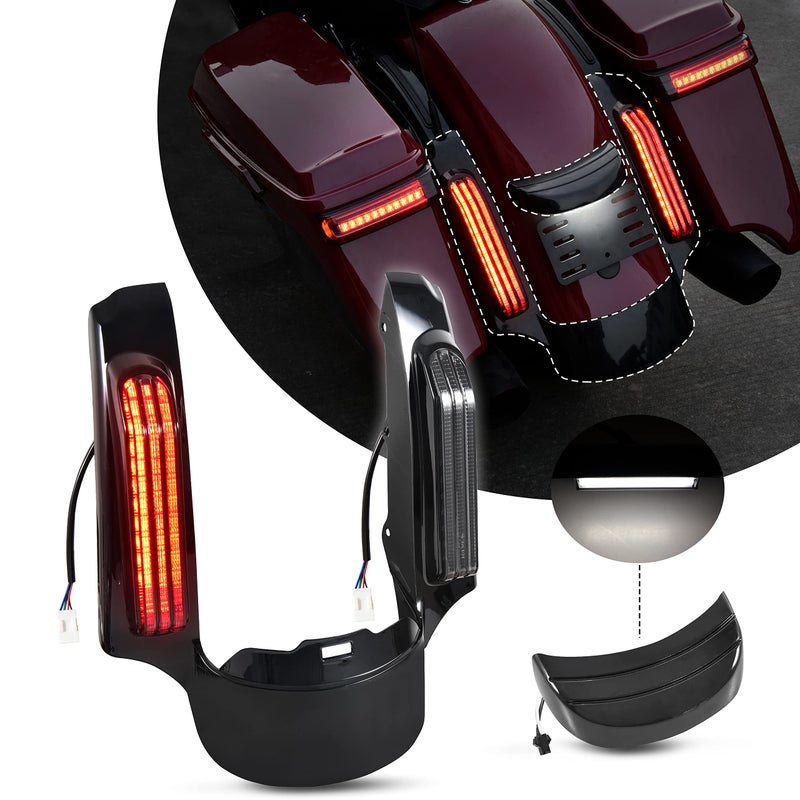 VEISUTOR LED Rear Fender Fascia Kit for Road Glide 1423 Rear Fender Extension Fascia Set wLED Brake Running Turn Signals Lights for Harley Road King Street Electra Glide Ultra Limited 20142023