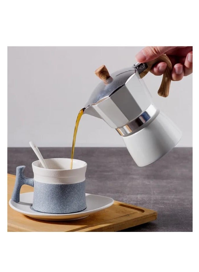 Liying Stovetop Espresso Maker Moka Pot (6cup), Leak-Proof, Perfect for Authentic Cuban & Italian Style Espresso (Beige) - Image 3