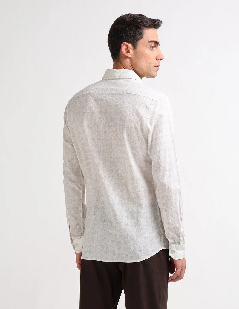 Arrow Beige Self Design Geometric Original Shirt for Men | Best Price UAE