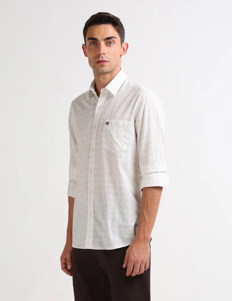 Arrow Beige Self Design Geometric Original Shirt for Men | Best Price UAE