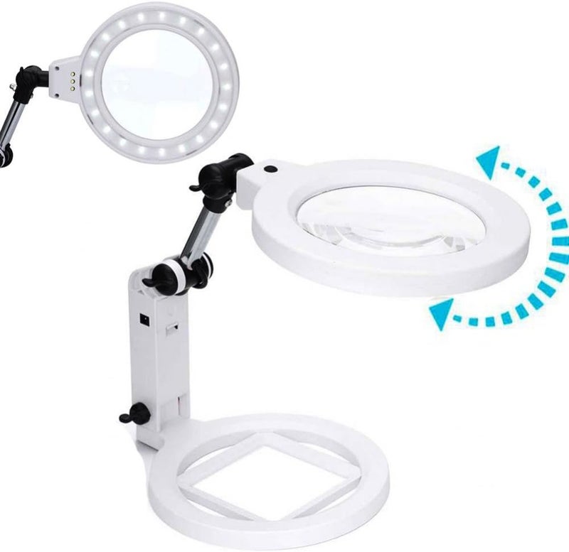 woobles Magnifying Glass with Light and Stand 2.5X 5X LED Lamp Magnifier Illuminated Desktop Magnifier Magnifying Glass with LED Lamp Desk Table for Hobbies, Crafts, Reading, Jewelry Design Jewelry Making - Image 1