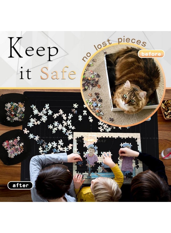 Genovega Puzzle Mat Roll Up for 1500 1000 Jigsaw Pieces Puzzles Board Large Portable Table Saver Pad Mats for Adults Kids, 46" x 26" Smooth Top Rubber Bottom, 2 Sorting Trays, Foam Tube, 3 Straps, Storage Bag  - Image 5