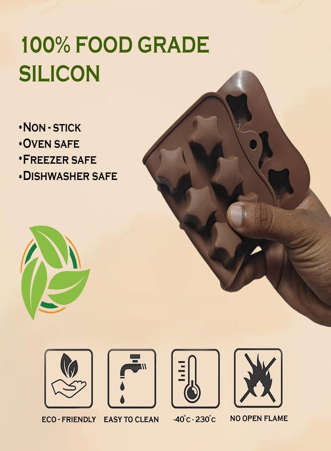 HS WORLD OF HORECA ESSENTIALS HS Star Silicone Mould, Non-Stick Food Grade Silicone Mould for Chocolate, Candy, Jelly & Ice Cube (Brown) - Image 5