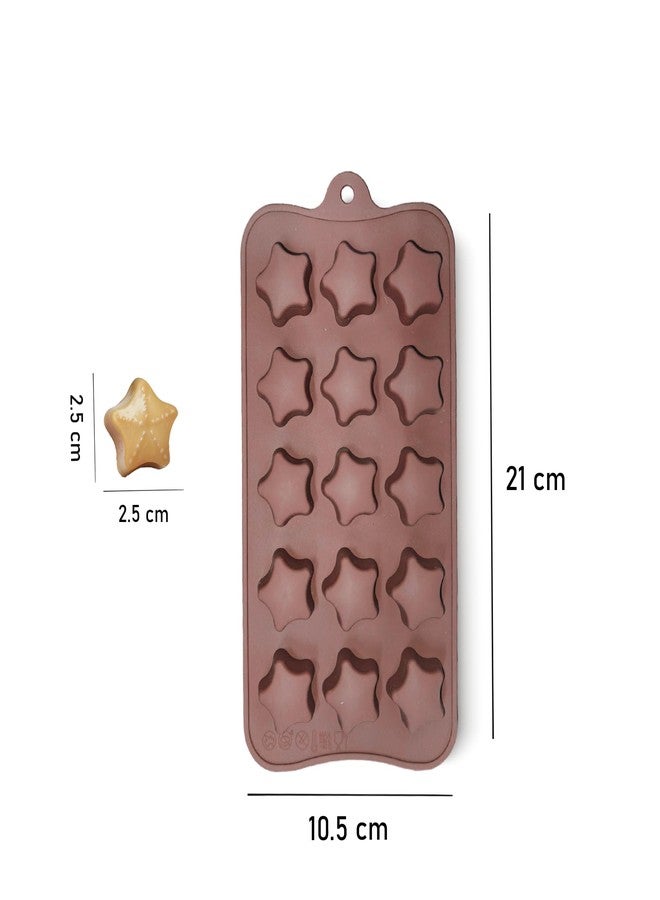 HS WORLD OF HORECA ESSENTIALS HS Star Silicone Mould, Non-Stick Food Grade Silicone Mould for Chocolate, Candy, Jelly & Ice Cube (Brown) - Image 2