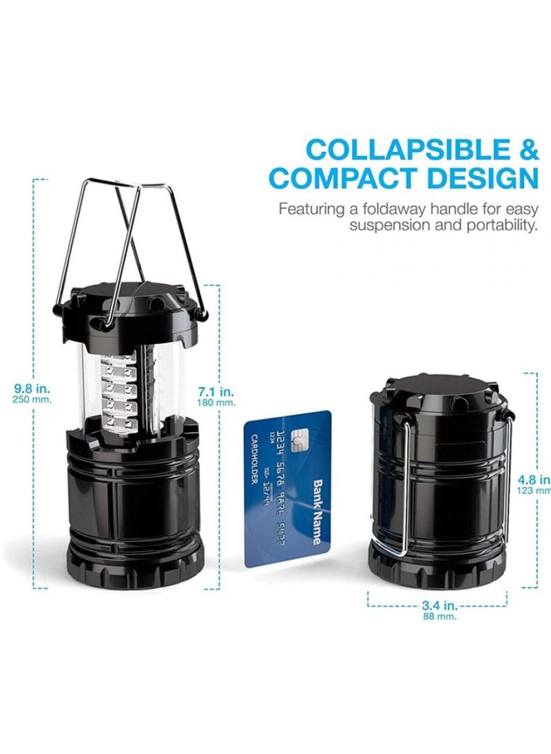 AIWANTO 2 Pack Portable Outdoor LED Camping Lantern for Hurricane, Emergency, Storm, Outages (Black, Collapsible)  - Image 2