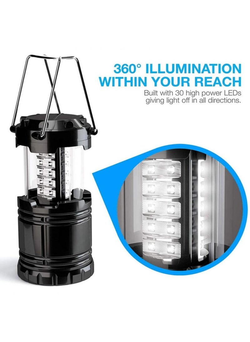 AIWANTO 2 Pack Portable Outdoor LED Camping Lantern for Hurricane, Emergency, Storm, Outages (Black, Collapsible)  - Image 3