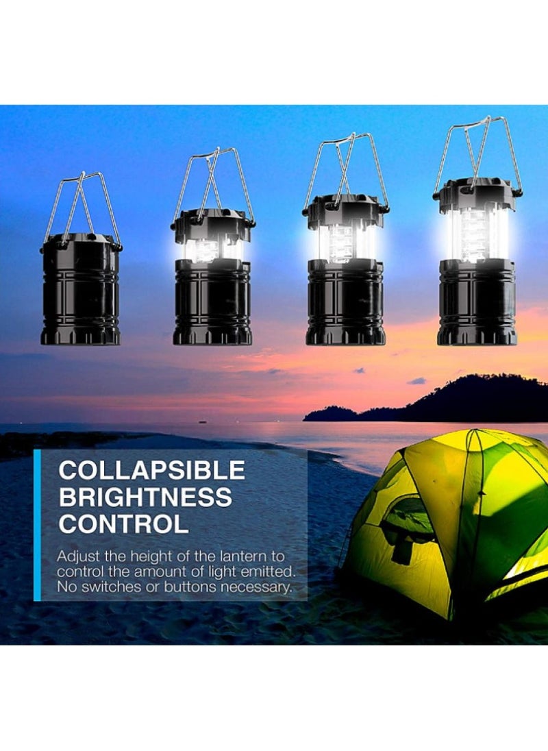 AIWANTO 2 Pack Portable Outdoor LED Camping Lantern for Hurricane, Emergency, Storm, Outages (Black, Collapsible)  - Image 4