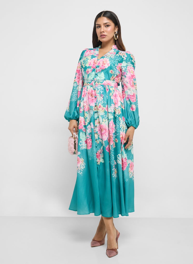 Khizana Floral Button-Up Dress - Image 4