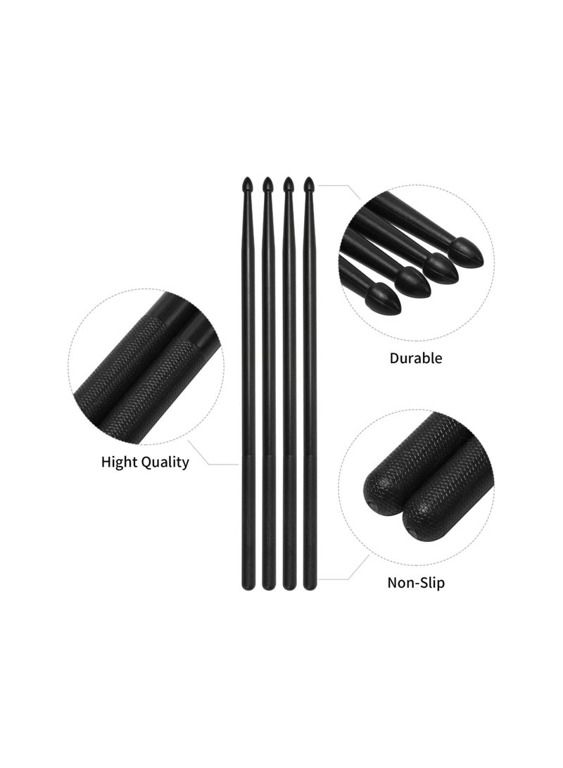 Generic 2 Pairs 5A Nylon Drumsticks for Adults and Kids Light Durable Plastic Drum Sticks Set with Non-Slip Handles Professional Musical Instrument Percussion Accessories Black  - Image 3