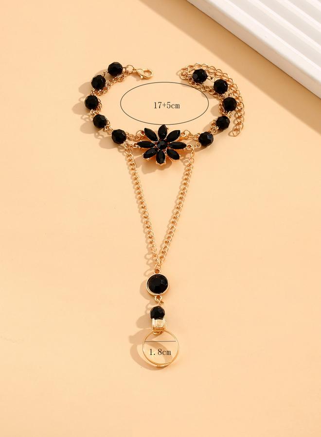 Take Two Black Stone Hand Chain Ring Bracelet - Image 3