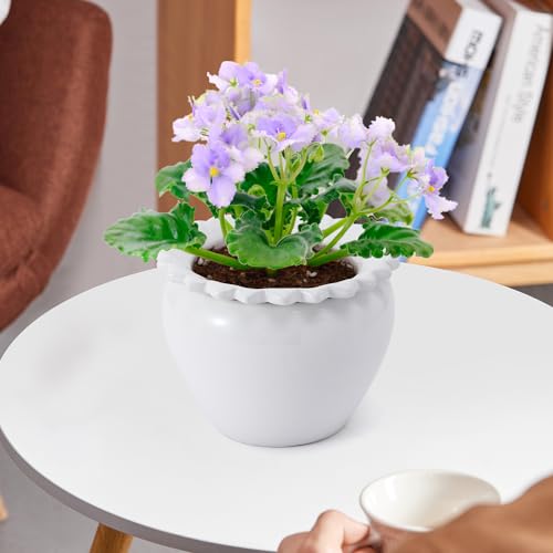 Lovely Ran African Violet Flower Pot Ceramic Self Watering Flower Pot 6.5 * 4.6 * 4 inch Simple Plant Self Watering Pot Indoor Flowers High Absorption Herbaceous Flower Pots Modern Decor Pots - Image 5