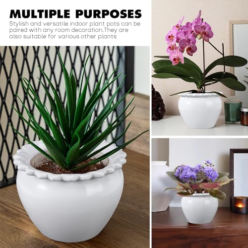 Lovely Ran African Violet Flower Pot Ceramic Self Watering Flower Pot 6.5 * 4.6 * 4 inch Simple Plant Self Watering Pot Indoor Flowers High Absorption Herbaceous Flower Pots Modern Decor Pots - Image 4