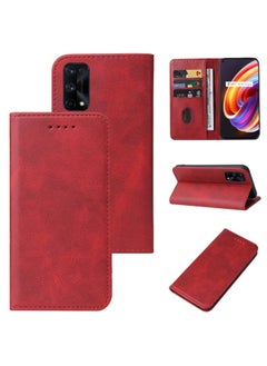 HuHa Case Cover For Realme X7 Pro Magnetic Closure Leather Phone Case Red 