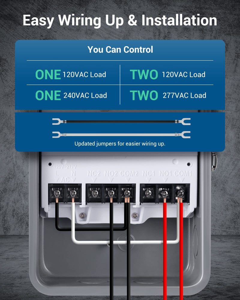 DEWENWILS مؤقت مضخة المسبح DEWENWILS، صندوق واي فاي خارجي، وحدة تحكم لاسلكية ثقيلة 40A 120-277 VAC 2HP، سخان مياه، متوافق مع الهاتف الذكي، أليكسا، مساعد جوجل، مدرج في UL - Image 3