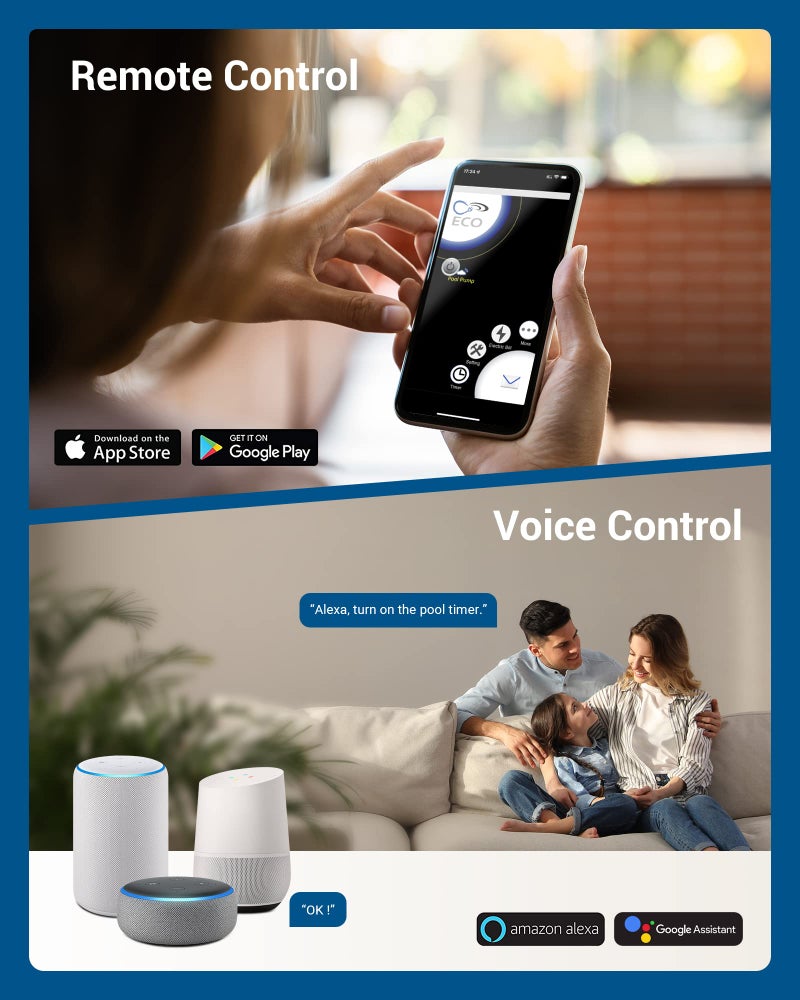 DEWENWILS مؤقت مضخة المسبح DEWENWILS، صندوق واي فاي خارجي، وحدة تحكم لاسلكية ثقيلة 40A 120-277 VAC 2HP، سخان مياه، متوافق مع الهاتف الذكي، أليكسا، مساعد جوجل، مدرج في UL - Image 2