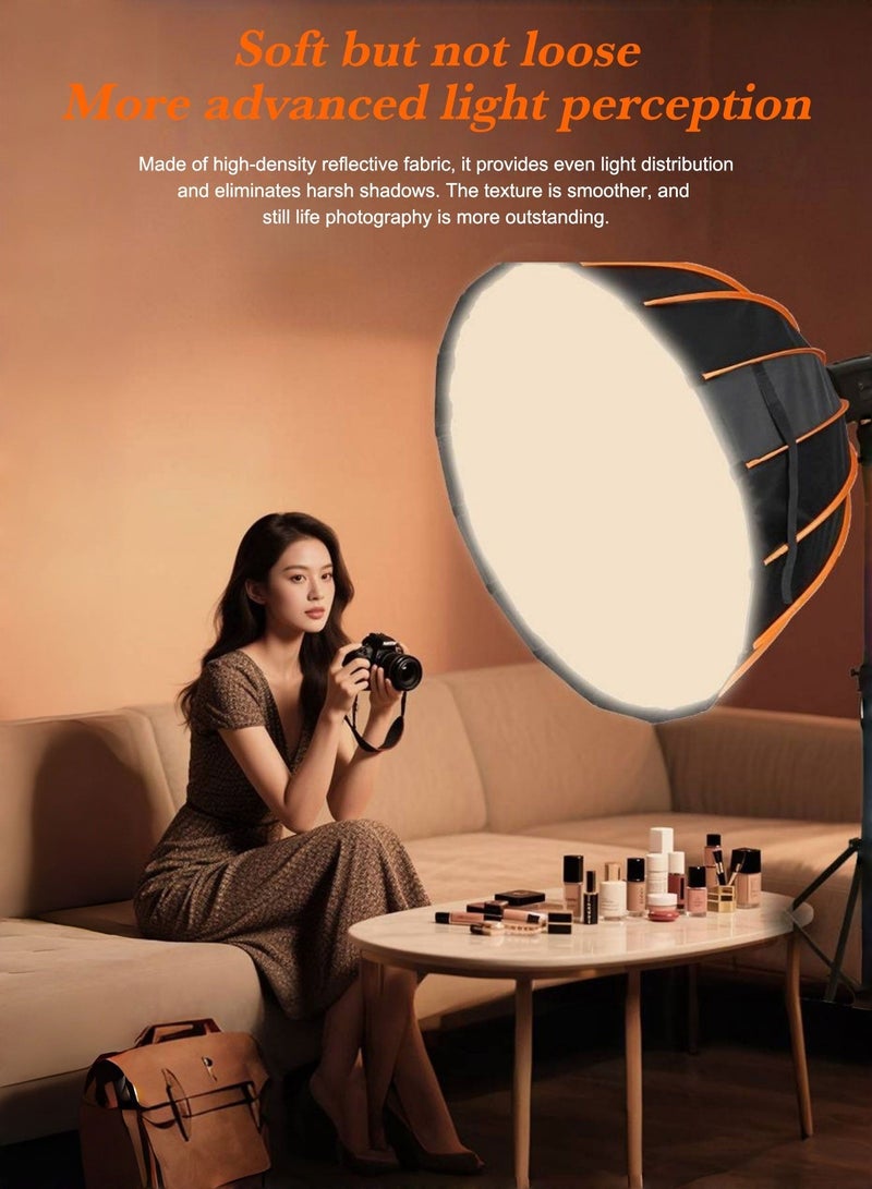 غرانفين سوفت بوكس ​​(Softbox) مكافئ الشكل ومحمول، بقطر 35 بوصة (90 سم) وقاعدة تثبيت Bowens، يتميز بآلية فك سريع ومشتتات ضوء داخلية وخارجية، كما أنه خفيف الوزن (1.26 كجم). - Image 2