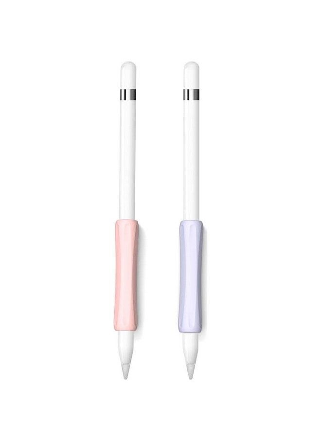 ProElife - 2Pack Ergonomics Grip Holder Antirolling Protective Sleeve Cover For Apple Pencil 2Nd & 1St Gen 20222018 Ipad Pro 12.9'' 11'' Air 10.9'' Stylus Accessory Kits (Pink Purple) - Image 1