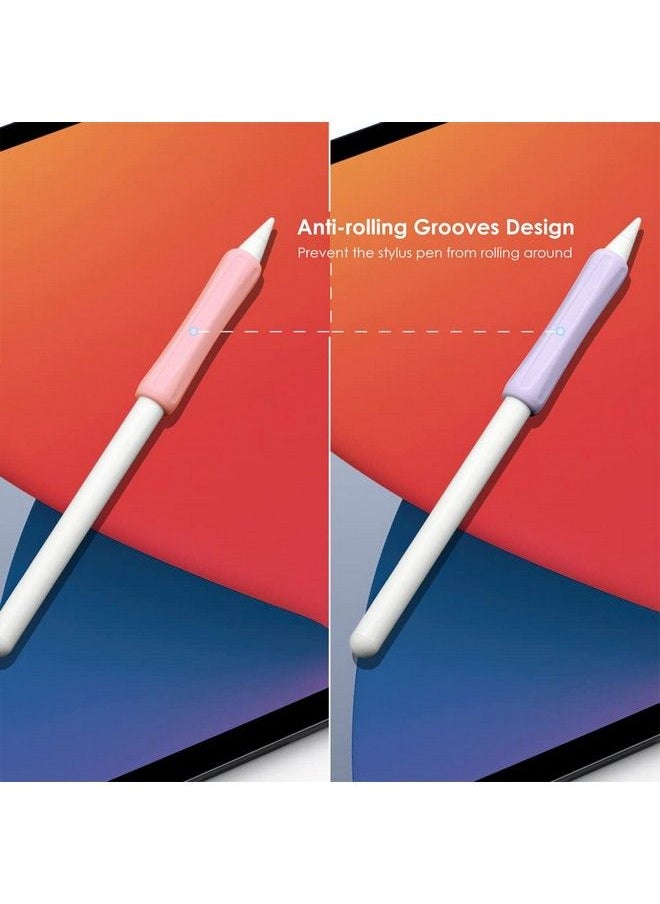 ProElife - 2Pack Ergonomics Grip Holder Antirolling Protective Sleeve Cover For Apple Pencil 2Nd & 1St Gen 20222018 Ipad Pro 12.9'' 11'' Air 10.9'' Stylus Accessory Kits (Pink Purple) - Image 1