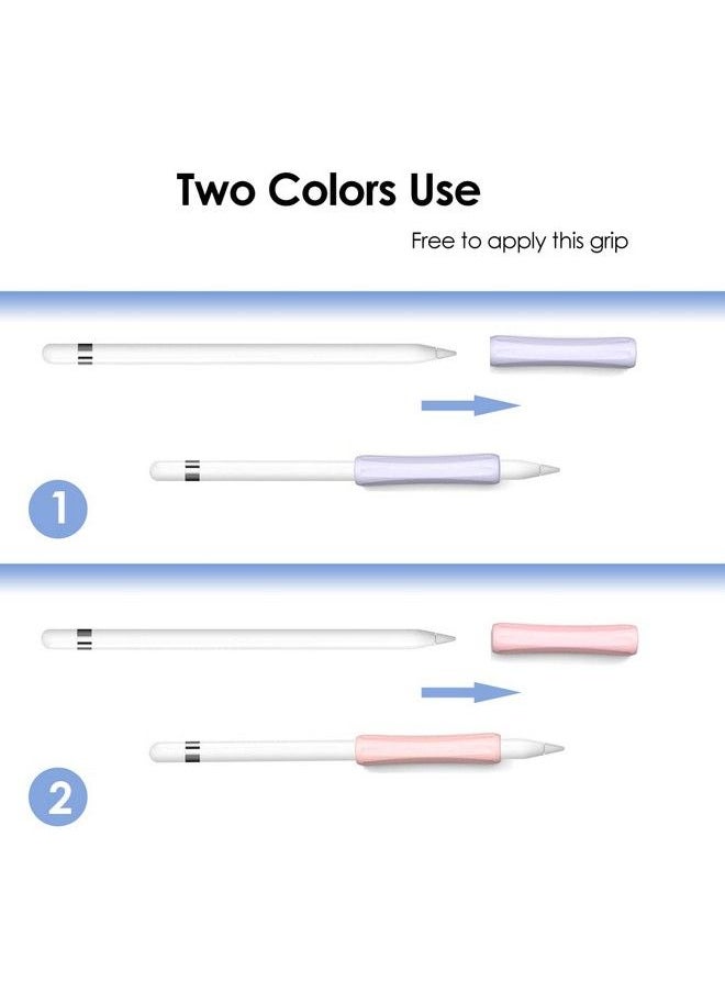 ProElife - 2Pack Ergonomics Grip Holder Antirolling Protective Sleeve Cover For Apple Pencil 2Nd & 1St Gen 20222018 Ipad Pro 12.9'' 11'' Air 10.9'' Stylus Accessory Kits (Pink Purple) - Image 1