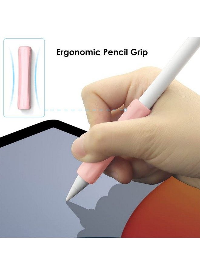 ProElife - 2Pack Ergonomics Grip Holder Antirolling Protective Sleeve Cover For Apple Pencil 2Nd & 1St Gen 20222018 Ipad Pro 12.9'' 11'' Air 10.9'' Stylus Accessory Kits (Pink Purple) - Image 1