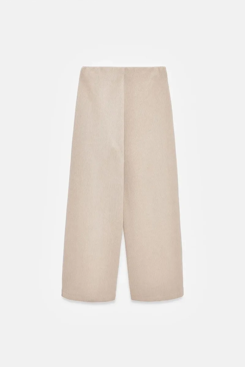 Dilvin Beige Natural DILVIN Women's High-Waist Wide-Leg Knit Trousers for Women | Best Price UAE