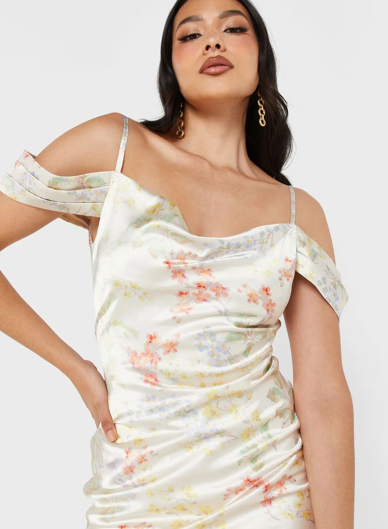 Hope & Ivy Strappy Cowl Neck Floral Dress