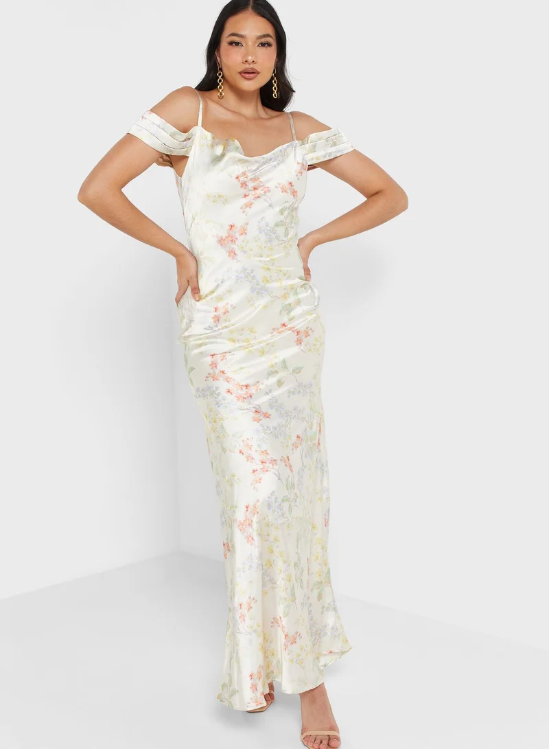 Hope & Ivy Strappy Cowl Neck Floral Dress