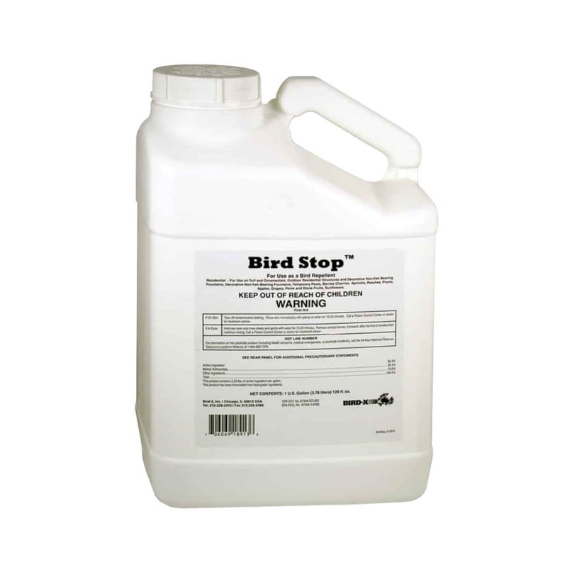 Bird-X Bird Stop Liquid, Invisible and Effective Bird Removal Liquid, Keep Birds Away, Contains Methyl Anthranilate, Easy to Apply, BS-GAL, 1-Gallon - Image 1