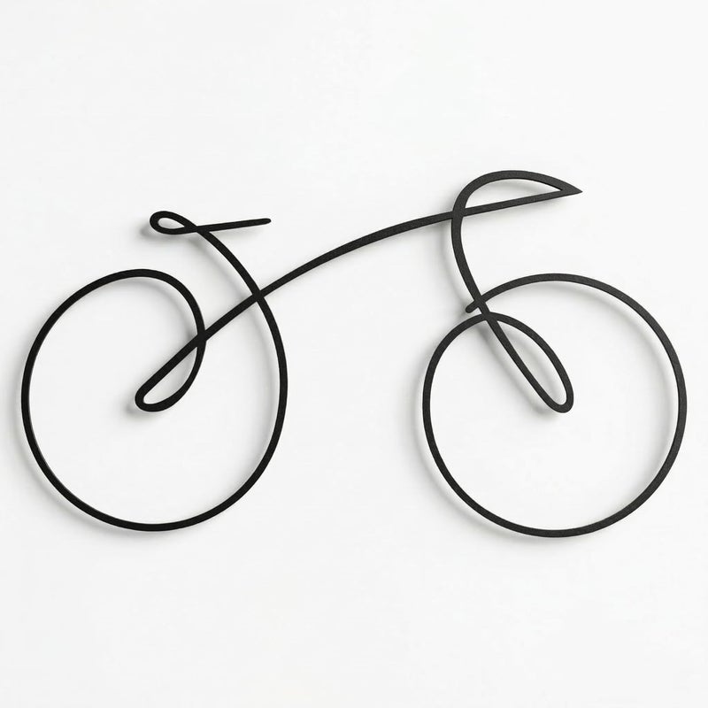DEKADRON Metal Wall Art - Line Bicycle, Geometric Bike Sign, Home Living Room Decor, Cyclist Gift (18" W x 10" H / 45x25cm) - Image 1