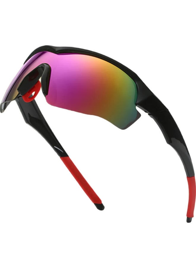 Bai Xiaoshe White Luxury Outdoor Cycling Sunglasses [Black Frame Blue Lens] 9189 Bicycle Windproof Goggles Sports Sunglasses - Image 1