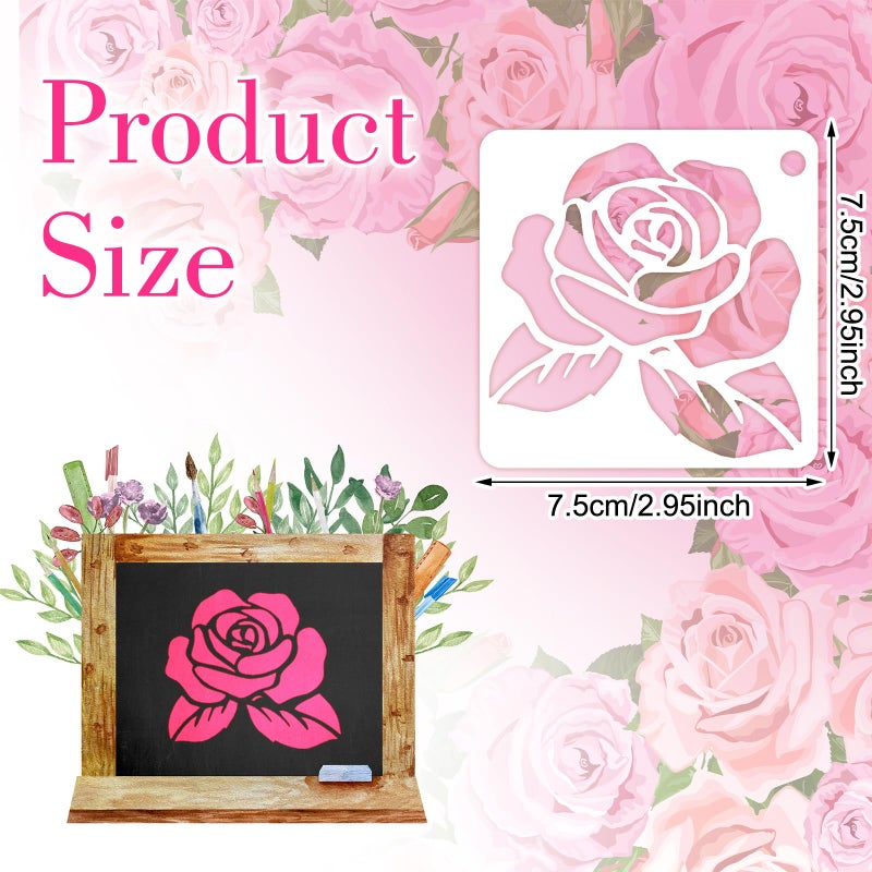 Ymapinc 20 Pcs 2.95 Inch Flower Stencils for Crafts, Rock Painting, Home Decor - Image 2