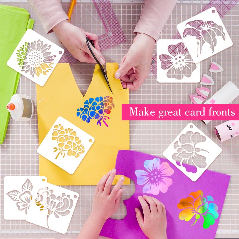 Ymapinc 20 Pcs 2.95 Inch Flower Stencils for Crafts, Rock Painting, Home Decor - Image 5