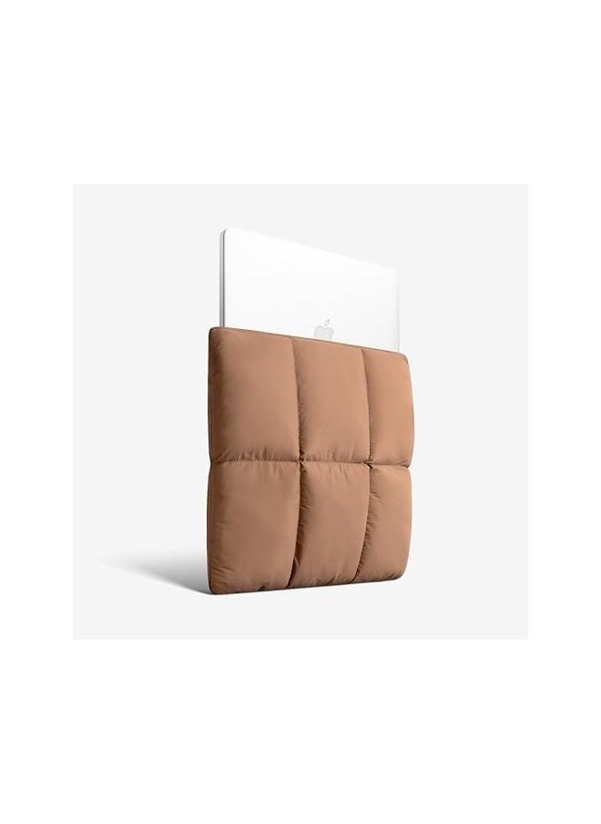Comfyable - Puffy Laptop Sleeve 15 Inch 16 Inch, Quilted Puffer Laptop Carrying Case for Women, Pillow Case Compatible for MacBook Air 15 in M3 2024 & MacBook Pro 16 in 2023 M3, 16 in Puff Cover, Brown - Image 1