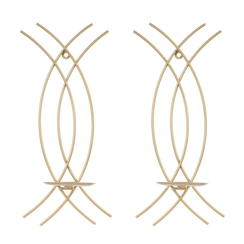 AimtoHome Gold Wall Sconce Set of 2, Metal Candle Holder, Modern Hanging Decoration for Living Room, Farmhouse,Wall Mounted Candelabra with Minimalist Lines,Gothic Antique Decor - Image 5