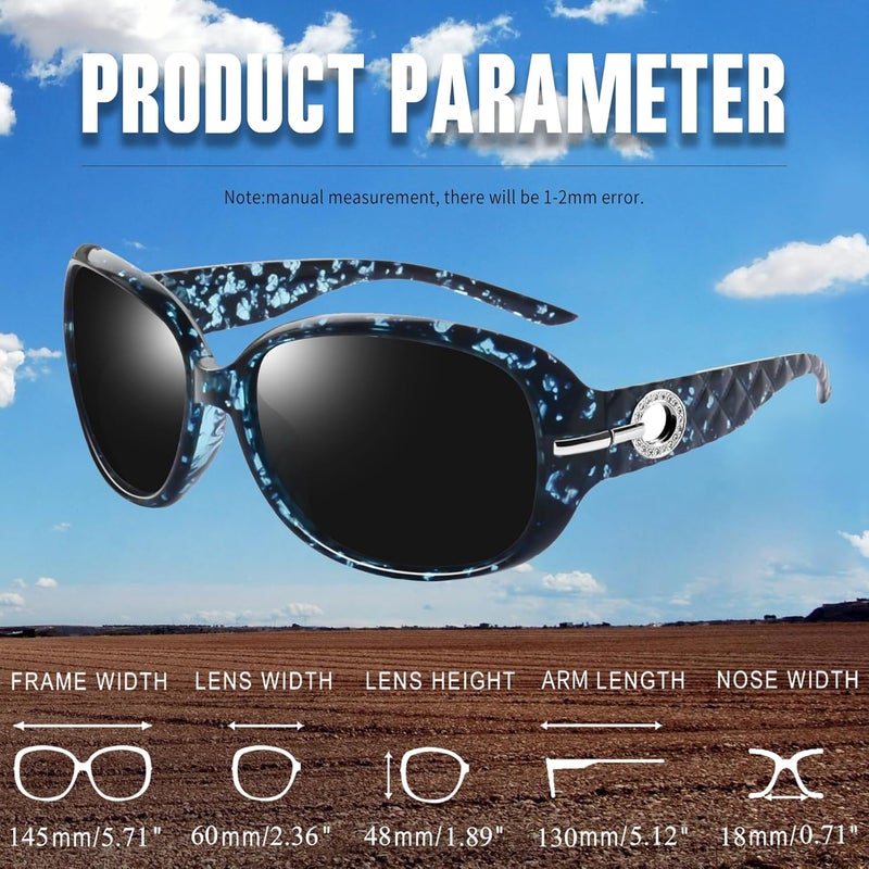 Joopin Big Womens Sunglasses Polarized Trendy Sun Glasses Large Rectangle UV Protection Rhinestone Sunnies - Image 4