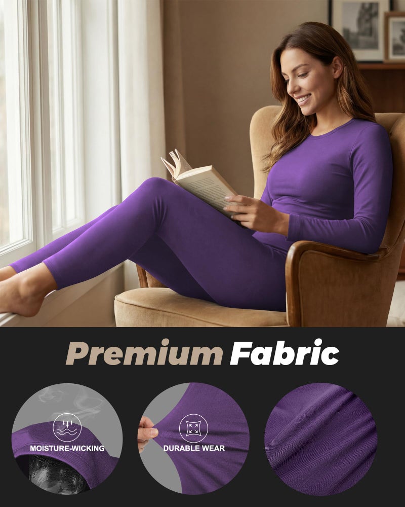 WEERTI Thermal Underwear for Women Long Johns with Fleece Lined Base Layer Women Cold Weather Top Bottom Purple - Image 5