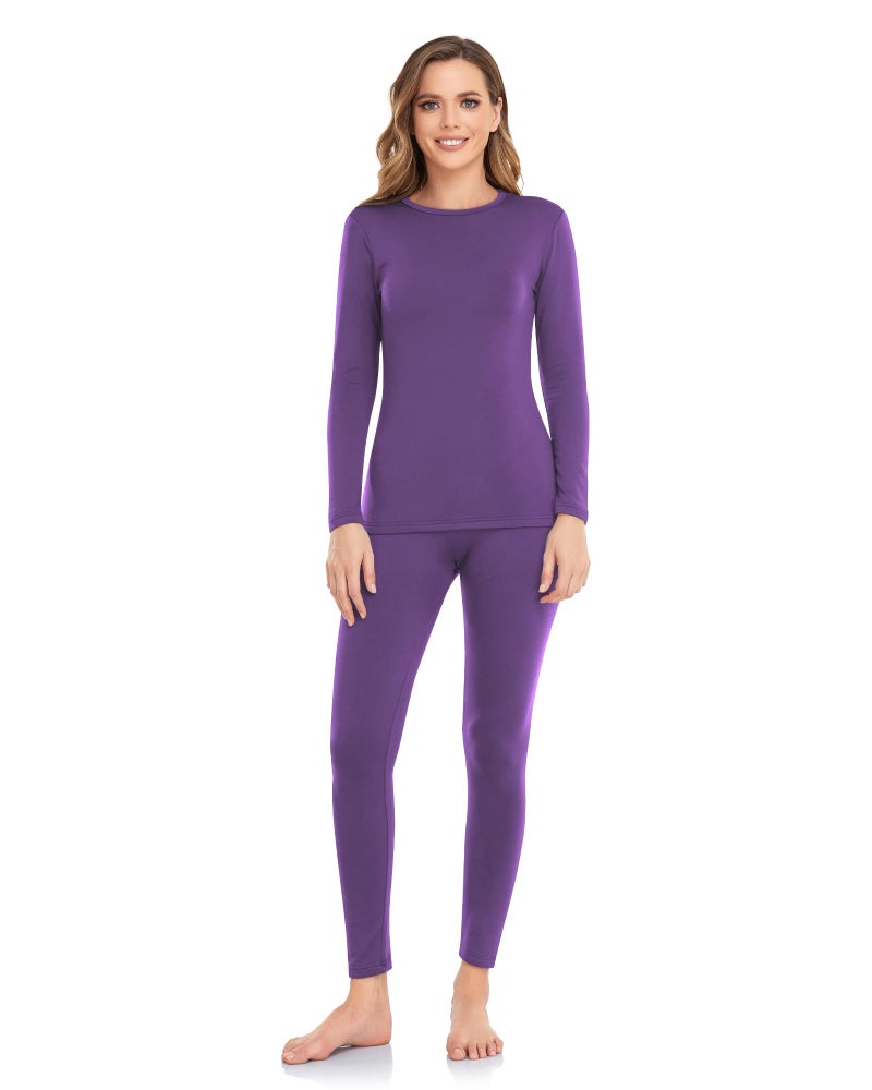 WEERTI Thermal Underwear for Women Long Johns with Fleece Lined Base Layer Women Cold Weather Top Bottom Purple - Image 1