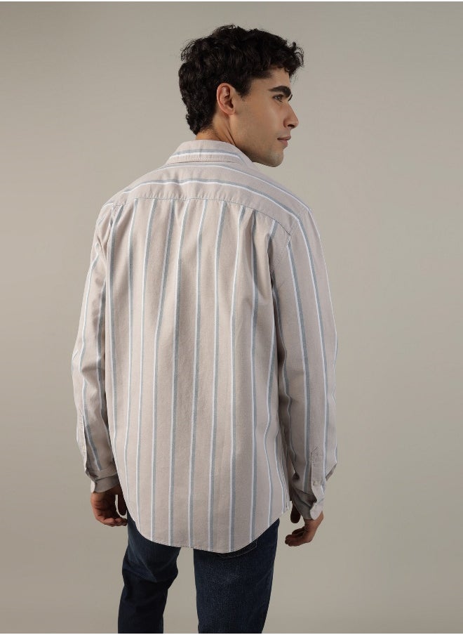 American Eagle - AE Striped Everyday Oxford Button-Up Shirt - Image 1